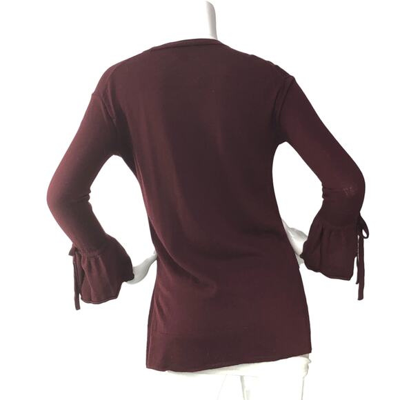 J Crew Womens Size XXS Sweater Merino Wool Bell Sleeve High Low Hem V Neck - Picture 7 of 16